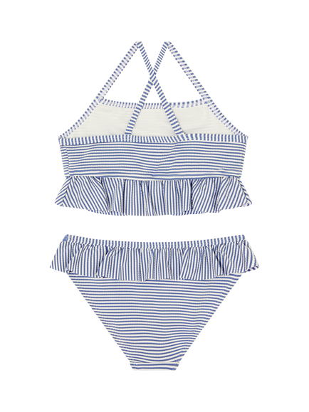 Angels by Accessorize Kids' Embroidered Stripe Bikini Set, Blue - view 2, Blue