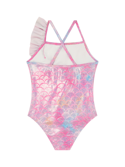 Angels by Accessorize Kids' Sparkle Mermaid Frill Swimsuit, Pink - view 2, Pink
