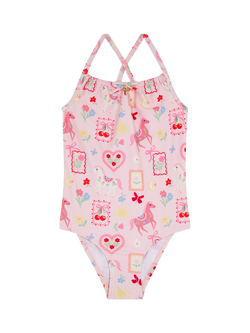 Angels by Accessorize Prairie Print Swimsuit, Pastel/Multi, Pastel/Multi