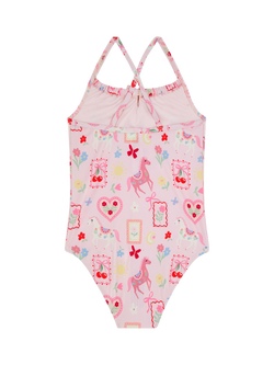 Angels by Accessorize Prairie Print Swimsuit, Pastel/Multi - view 2, Pastel/Multi