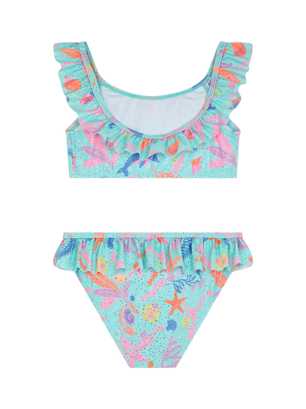 Angels by Accessorize Kids' Sealife Frill Bikini Set, Multi - view 2, Multi