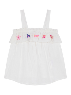 Angels by Accessorize Kids' Embroidered Sealife Cami Top, White, White