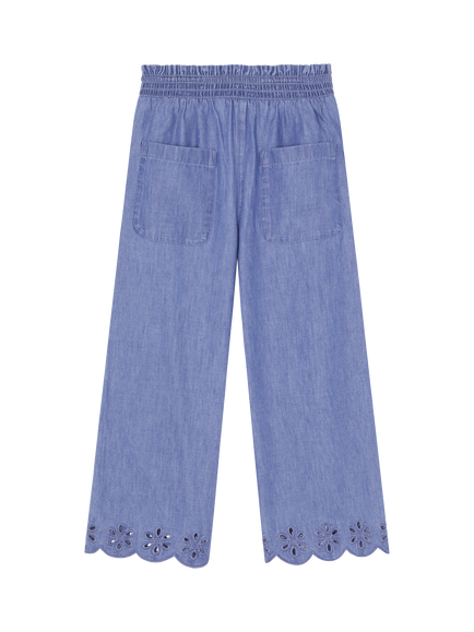 Angels by Accessorize Broderie Denim Trousers, Blue, Blue