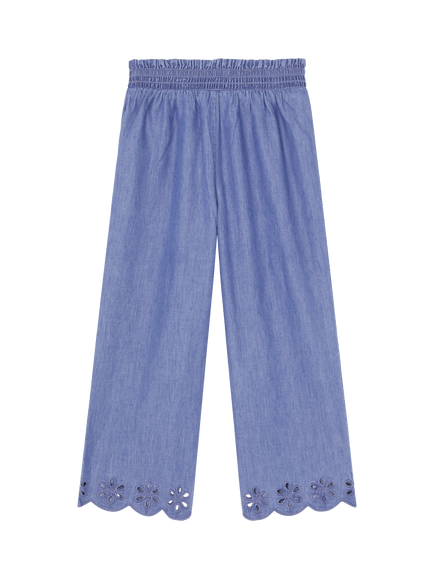 Angels by Accessorize Broderie Denim Trousers, Blue - view 2, Blue