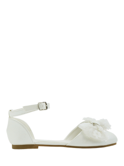 Angels by Accessorize Kids' Mesh Bow Flat Shoes, Ivory, Ivory