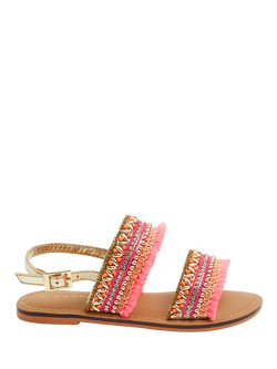 Angels by Accessorize Kids' Beaded Two Strap Open Toe Sandals, Coral, Coral