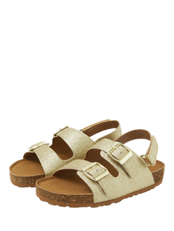 Angels by Accessorize Kids' Open Toe Sparkle Sandals, Gold - view 2, Gold