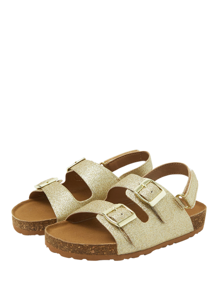 Angels by Accessorize Kids' Open Toe Sparkle Sandals, Gold - view 2, Gold
