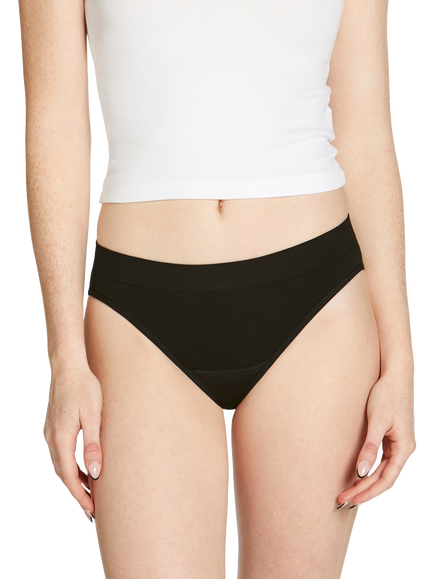 Love Luna Teen Side Seamfree Period Bikini Knickers, Pack of 3, Black, Black