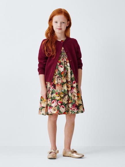 John Lewis Heirloom Collection Kids' Pure Cashmere Cardigan, Red - view 2, Red: 04171
