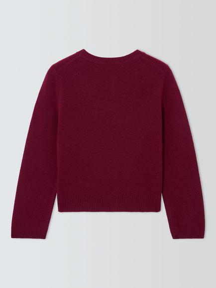John Lewis Heirloom Collection Kids' Pure Cashmere Cardigan, Red - view 2, Red: 04171
