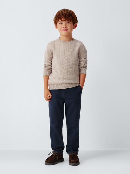 John Lewis Heirloom Collection Kids' Cashmere Cable Knit Jumper, Oatmeal - view 2, Oatmeal: 9184n