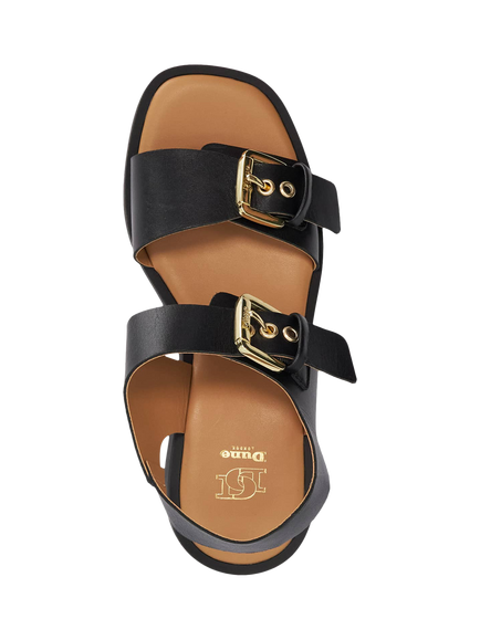 Dune London Karola Leather Chunky Buckle Sandals, Black - view 2, Black