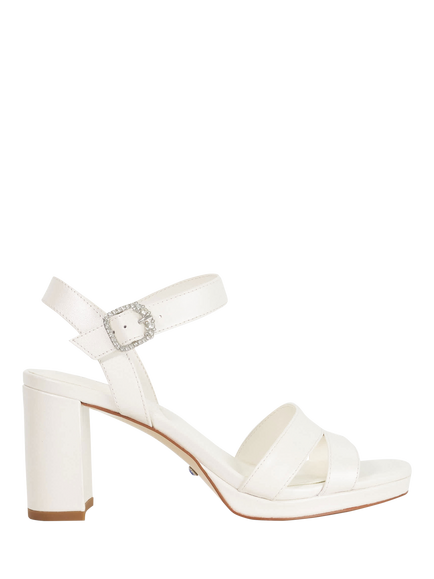 Dune London Madeforlove Wide Fit Leather Platform Block Heel Bridal Shoes, Ivory, Ivory