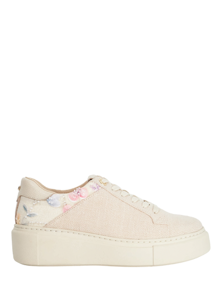 Dune London Evienne Fabric Flatform Trainers, Natural, Natural