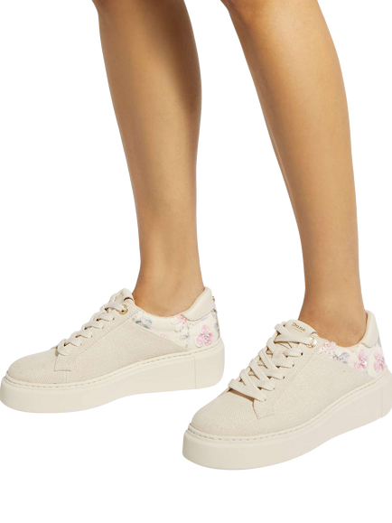 Dune London Evienne Fabric Flatform Trainers, Natural - view 2, Natural
