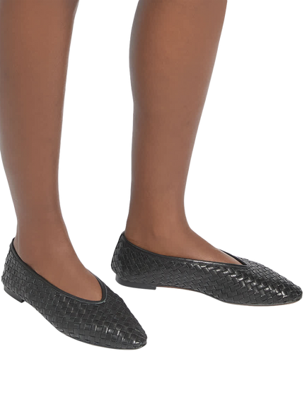 Dune London Henlee Woven Leather Pointed Ballerina Pumps - view 2, Black