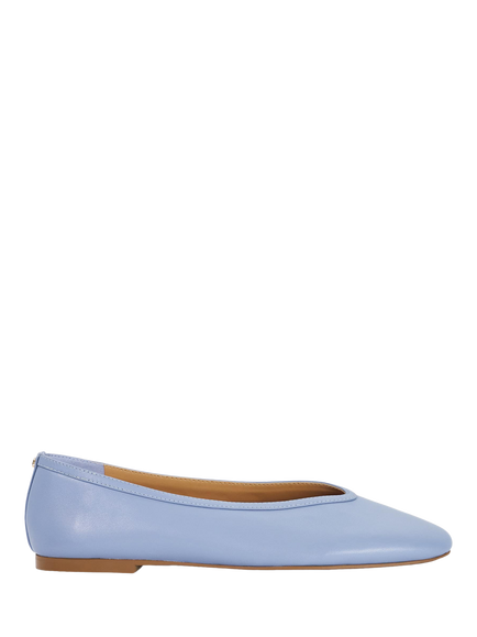 Dune London Hetta Leather Ballerina Pumps, Blue