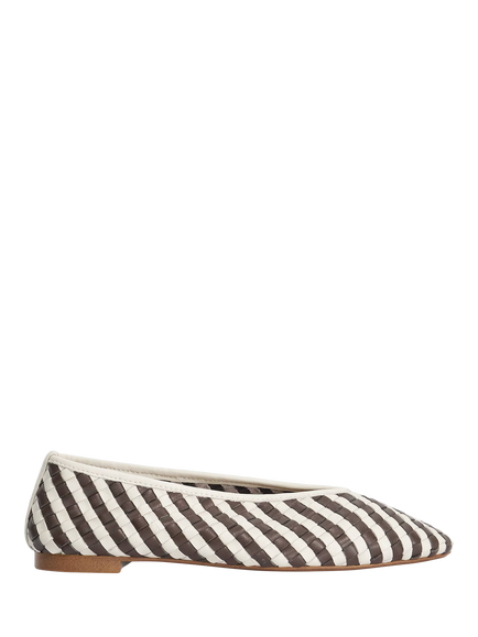 Dune London Henlee Woven Leather Pointed Ballerina Pumps, Multi, Multi