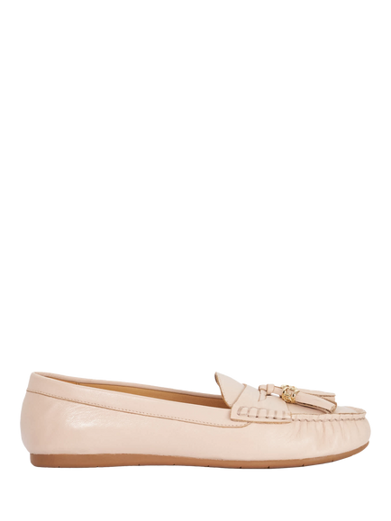 Dune London Geen Wide Fit Leather Tassle Detail Soft Loafers, Blush, Blush