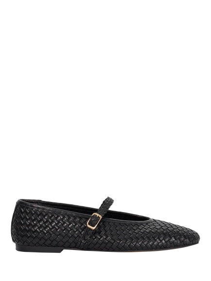 Dune London Headliner Wide Fit Woven Leather Mary Janes, Black