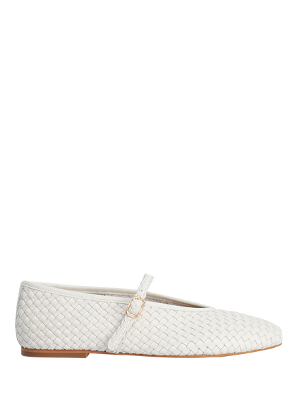 Dune London Headliner Wide Fit Woven Leather Mary Janes, Ecru