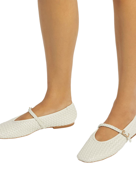 Dune London Headliner Wide Fit Woven Leather Mary Janes - view 2, Ecru
