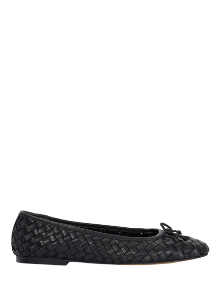 Dune London Heat Wide Fit Woven Leather Ballerina Pumps, Black