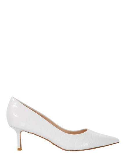 Dune London Wide Fit Achievable Stiletto Heel Court Shoes, White, White