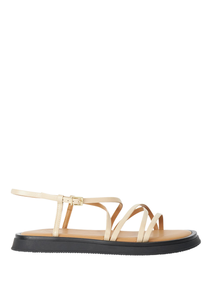 Dune London Laia Leather Tubular Strappy Sandals, Ecru