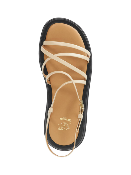 Dune London Laia Leather Tubular Strappy Sandals - view 2, Ecru