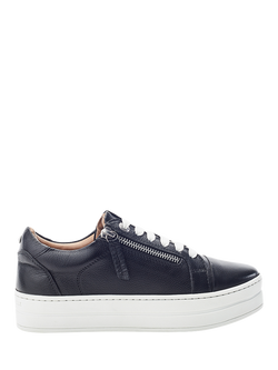 Moda in Pelle Abbee Flatform Leather Trainers, Black, Black