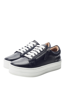 Moda in Pelle Abbee Flatform Leather Trainers, Black - view 2, Black