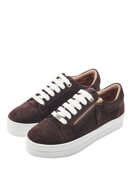 Moda in Pelle Abbee Suede Lace Up Chunky Trainers, Brown - view 2, Brown