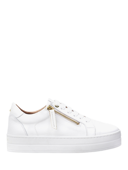Moda in Pelle Abbee Flatform Leather Trainers, White, White