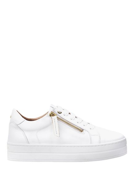 Moda in Pelle Abbee Flatform Leather Trainers, White, White