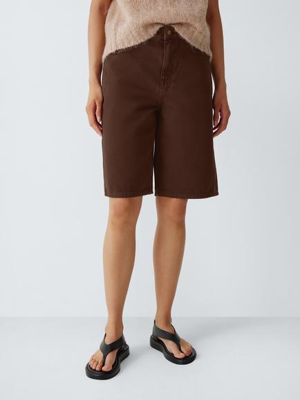 AND/OR Barrel Leg Denim Shorts, Chocolate