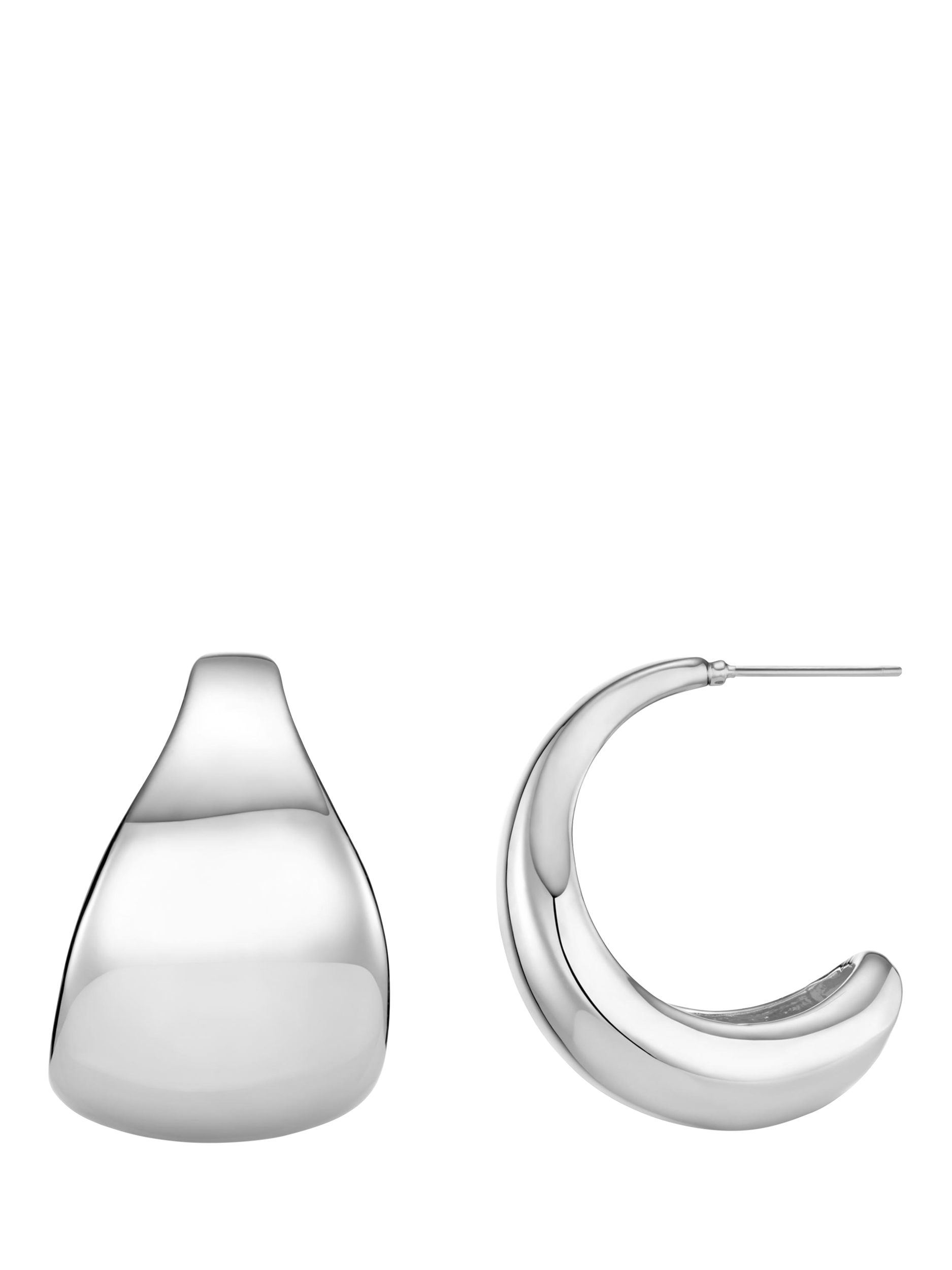 Product image 1 of 2, which shows Orelia Statement Taper Metal Hoop Earrings, Silver