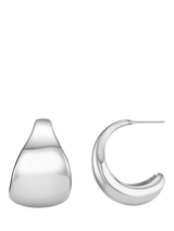 Orelia Statement Taper Metal Hoop Earrings, Silver