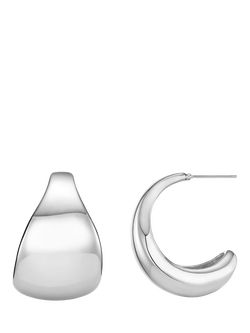 Orelia Statement Taper Metal Hoop Earrings, Silver, Silver