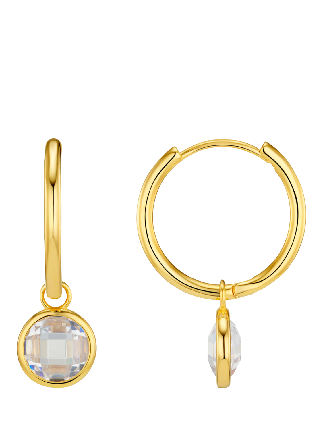 Product image 1 of 1, which shows Orelia Crystal Drop Mid-Size Hoop Earrings, Gold