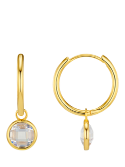 Orelia Crystal Drop Mid-Size Hoop Earrings, Gold, Gold
