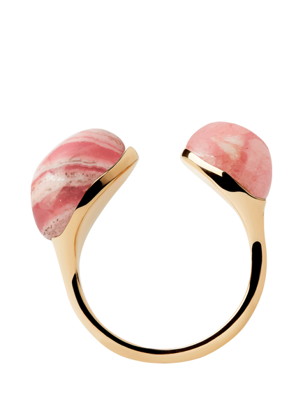 PDPAOLA Dolphin Gravity Open Gemstone Ring, Gold/Rhodochrosite