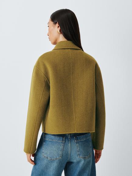 John Lewis Wool Blend Short Peacoat, Olive - view 2, Olive