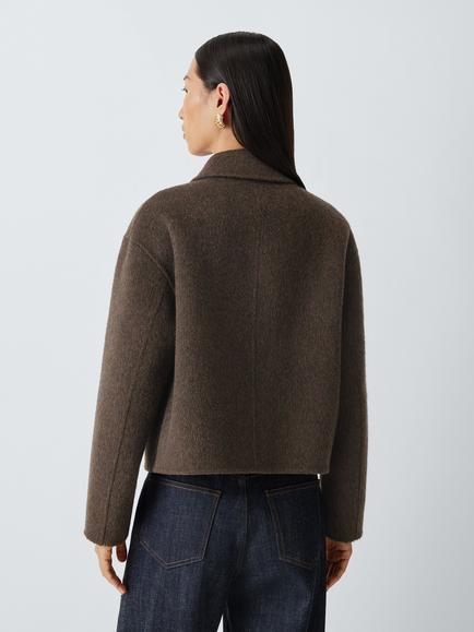John Lewis Wool Blend Short Peacoat, Chocolate - view 2, Chocolate
