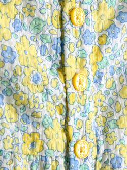 JoJo Maman Bébé Baby Cotton Floral Playsuit, Yellow/Blue - view 2, Yellow/Blue