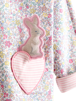 JoJo Maman Bébé Kids' Bunny Appliqué & Ditsy Print Reversible Hoodie, Light Pink - view 2, Light Pink