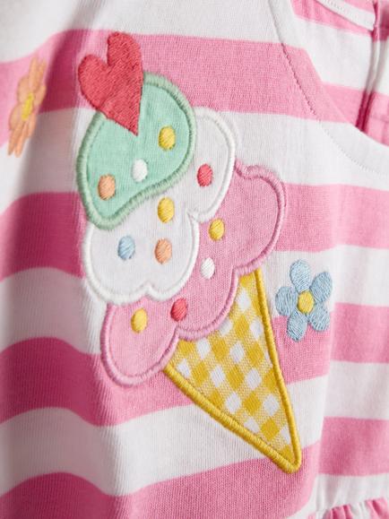 JoJo Maman Bébé Kids' Ice-Cream Peplum T-Shirt, Mid Pink - view 2, Mid Pink