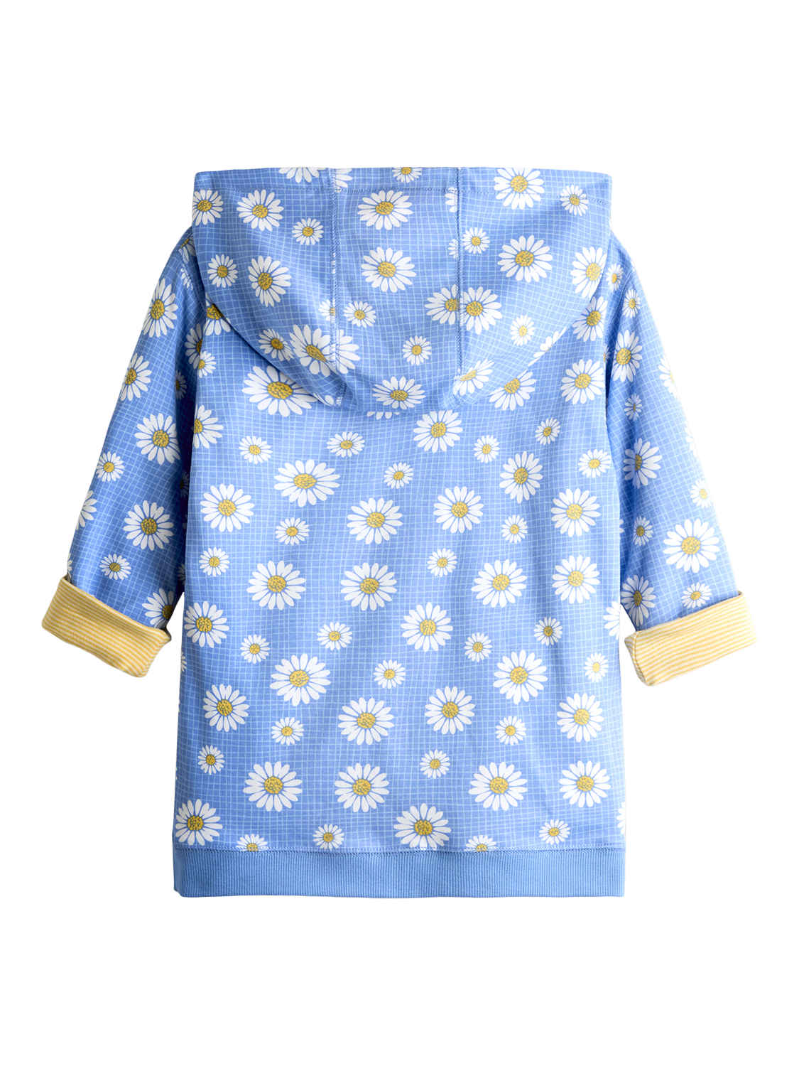 JoJo Maman Bébé Kids' Reversible Daisy Hoodie, Light Yellow/Blue