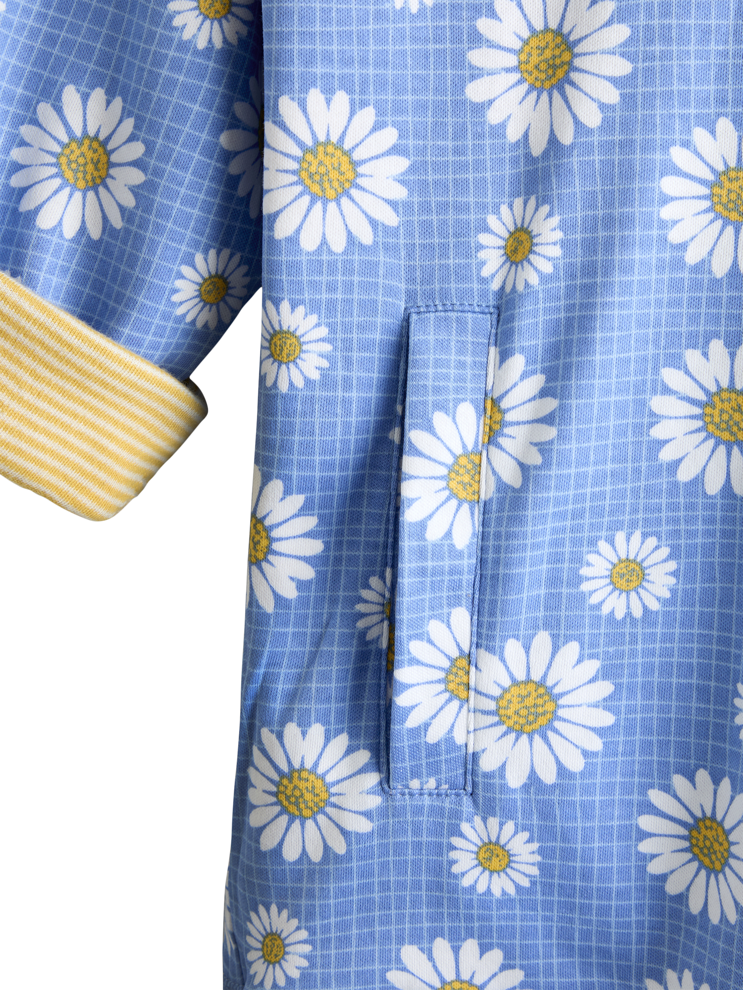 JoJo Maman Bébé Kids' Reversible Daisy Hoodie, Light Yellow/Blue